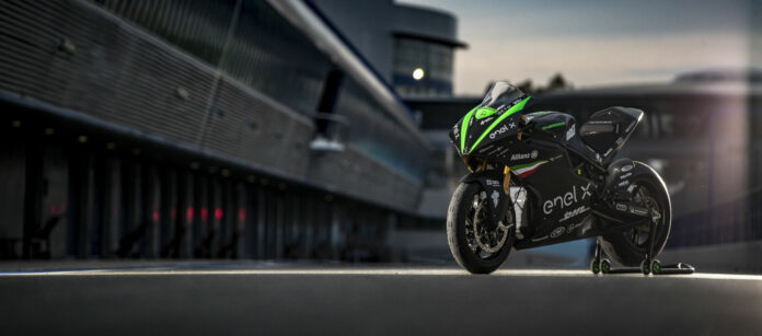 An Energica MotoE electric racebike. Photo by Jesus Robledo, courtesy Energica.