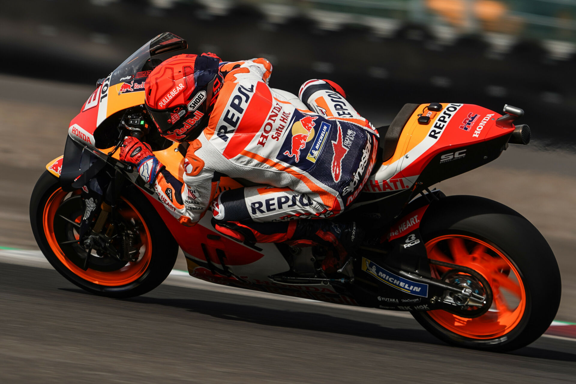 Marc Marquez (93) in action in Indonesia. Photo courtesy Repsol Honda.