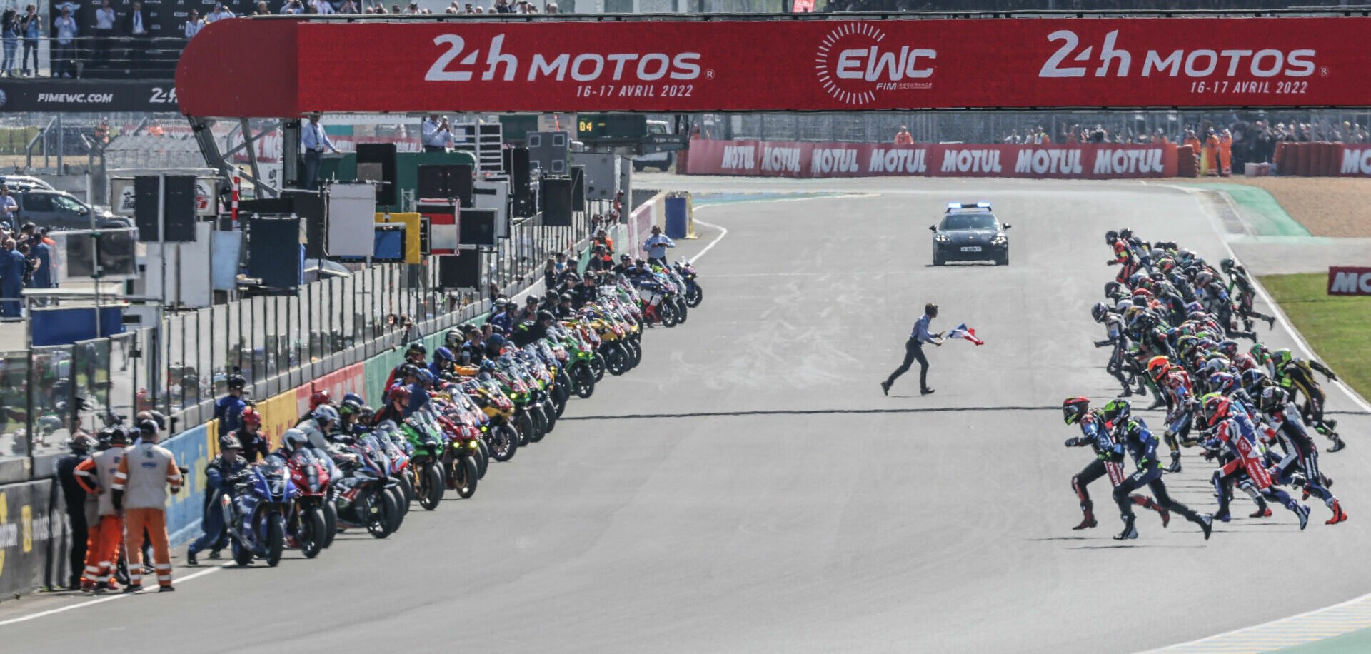 The start of the 2022 Le Mans 24-Hours, an FIM Endurance World Championship race. Photo courtesy FIM EWC Press Office.