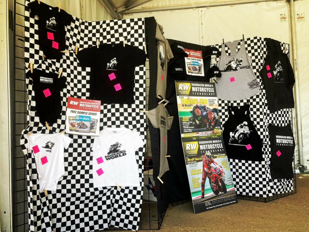 Fans can purchase Roadracing World gear at the booth at COTA. Photo by Anne Roberts.