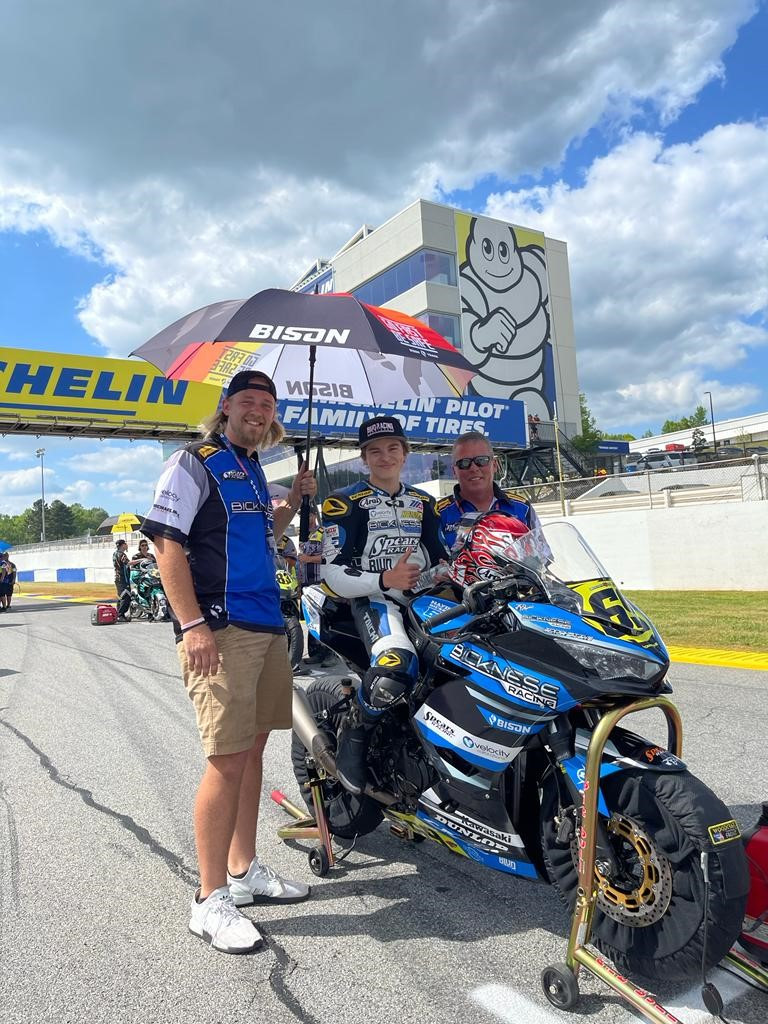 Hayden Bicknese with his crew at Road Atlanta. Photo courtesy Hayden Bicknese Racing.