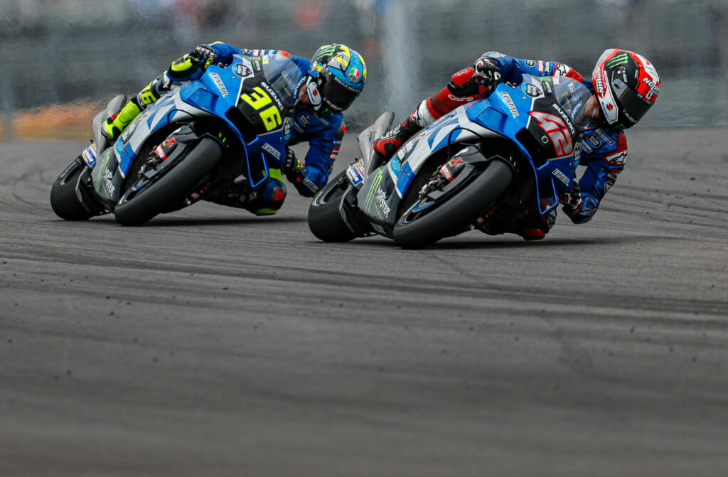 Alex Rins (42) and Joan Mir (36). Photo courtesy Team Suzuki ECSTAR.