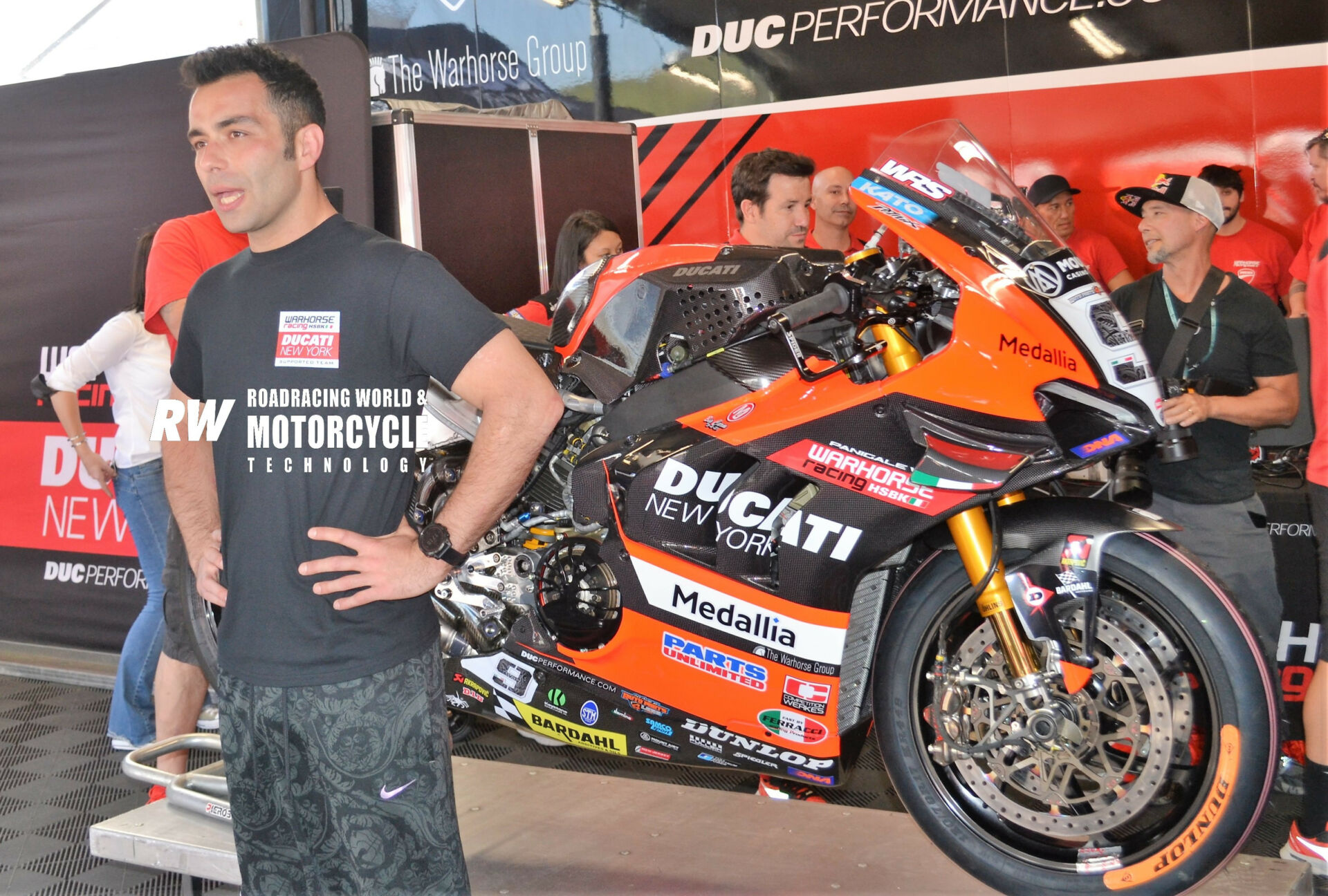 Danilo Petrucci, after unveiling his Warhorse HSBK Racing Ducati NYC Panigale V4 R Thursday at Circuit of The Americas. Photo by David Swarts.