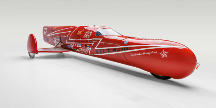 Eva Hakansson's "KillaJoule" electric-powered land speed motorcycle. Photo by Petersen Automotive Museum/Ted7.