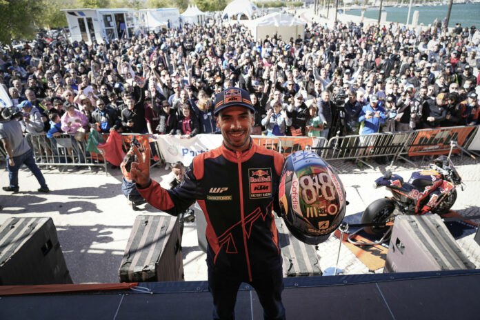 Miguel Oliveira at the pre-parade event in Portugal. Photo courtesy Dorna.