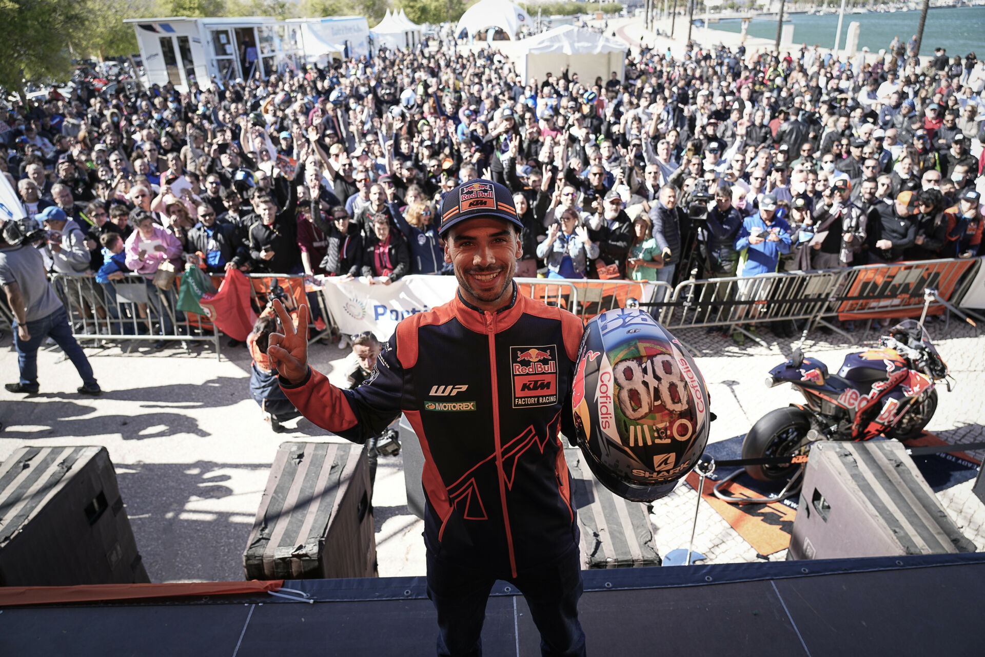 Miguel Oliveira at the pre-parade event in Portugal. Photo courtesy Dorna.