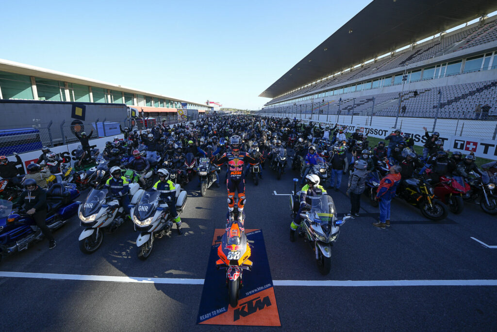 Miguel Oliveira then led the parade of MotoGP fans on a lap of Algarve International Circuit. Photo courtesy Dorna.