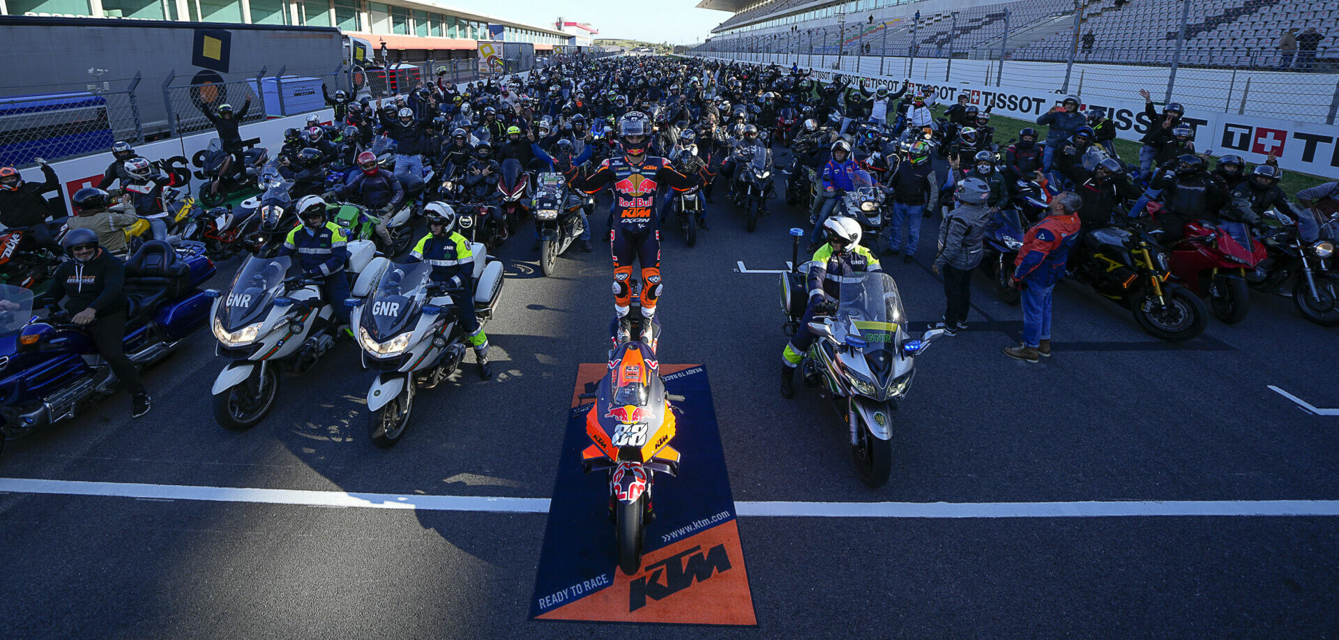 Miguel Oliveira then led the parade of MotoGP fans on a lap of Algarve International Circuit. Photo courtesy Dorna.