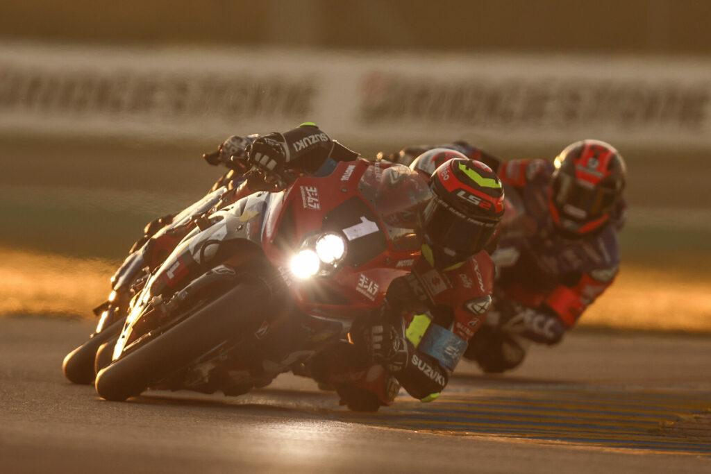 Gregg Black (1) on the Yoshimura SERT Motul Suzuki GSX-R1000. Photo courtesy Team Suzuki Press Office.