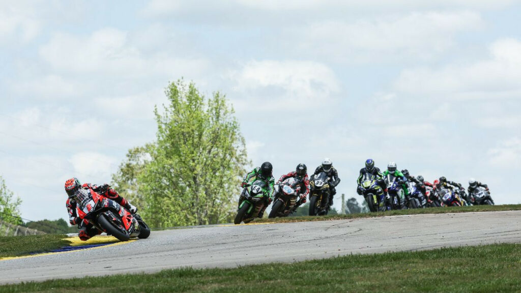 Josh Herrin (2) put his head down and gapped the Supersport field on the opening lap en route to his second victory of the weekend at Road Atlanta. Photo by Brian J. Nelson, courtesy MotoAmerica.