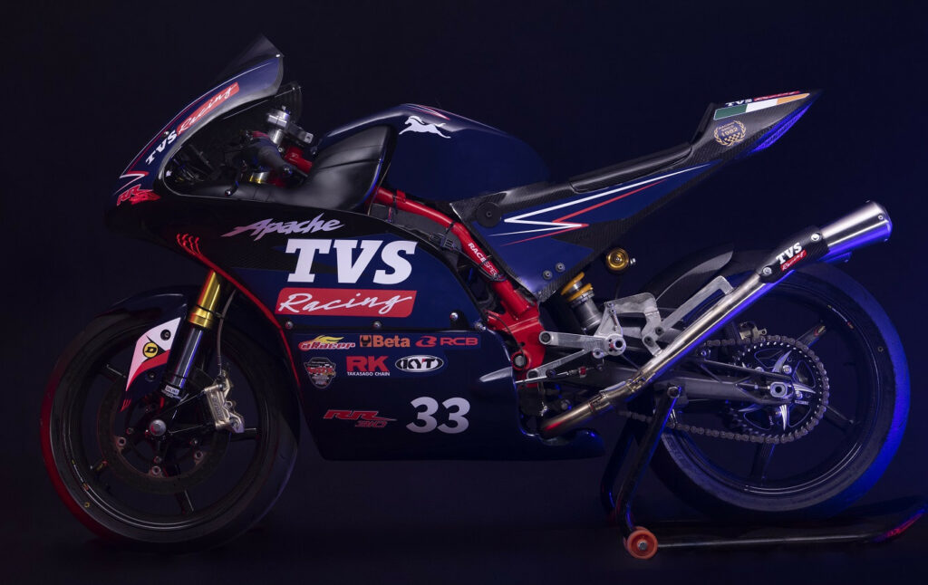 A TVS Apache RR310 spec racebike. Photo courtesy TVS.