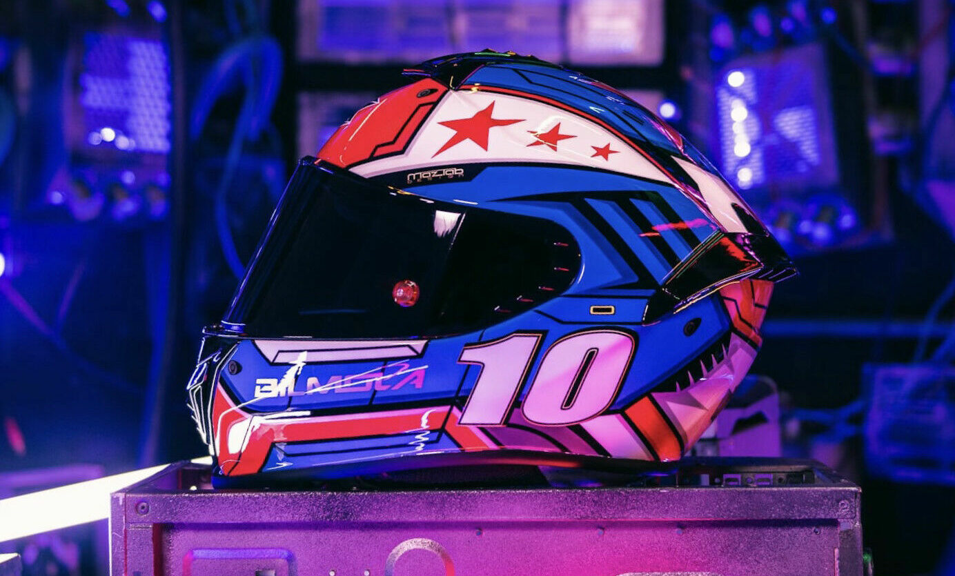 Travis Wyman's Bilmola RC-1 special edition helmet. Photo courtesy Travis Wyman Racing.