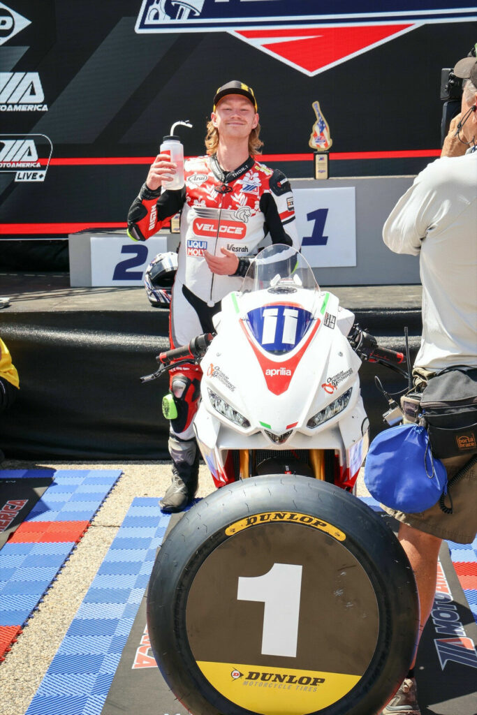 Twins Cup race winner Jody Barry. Photo courtesy Aprilia.