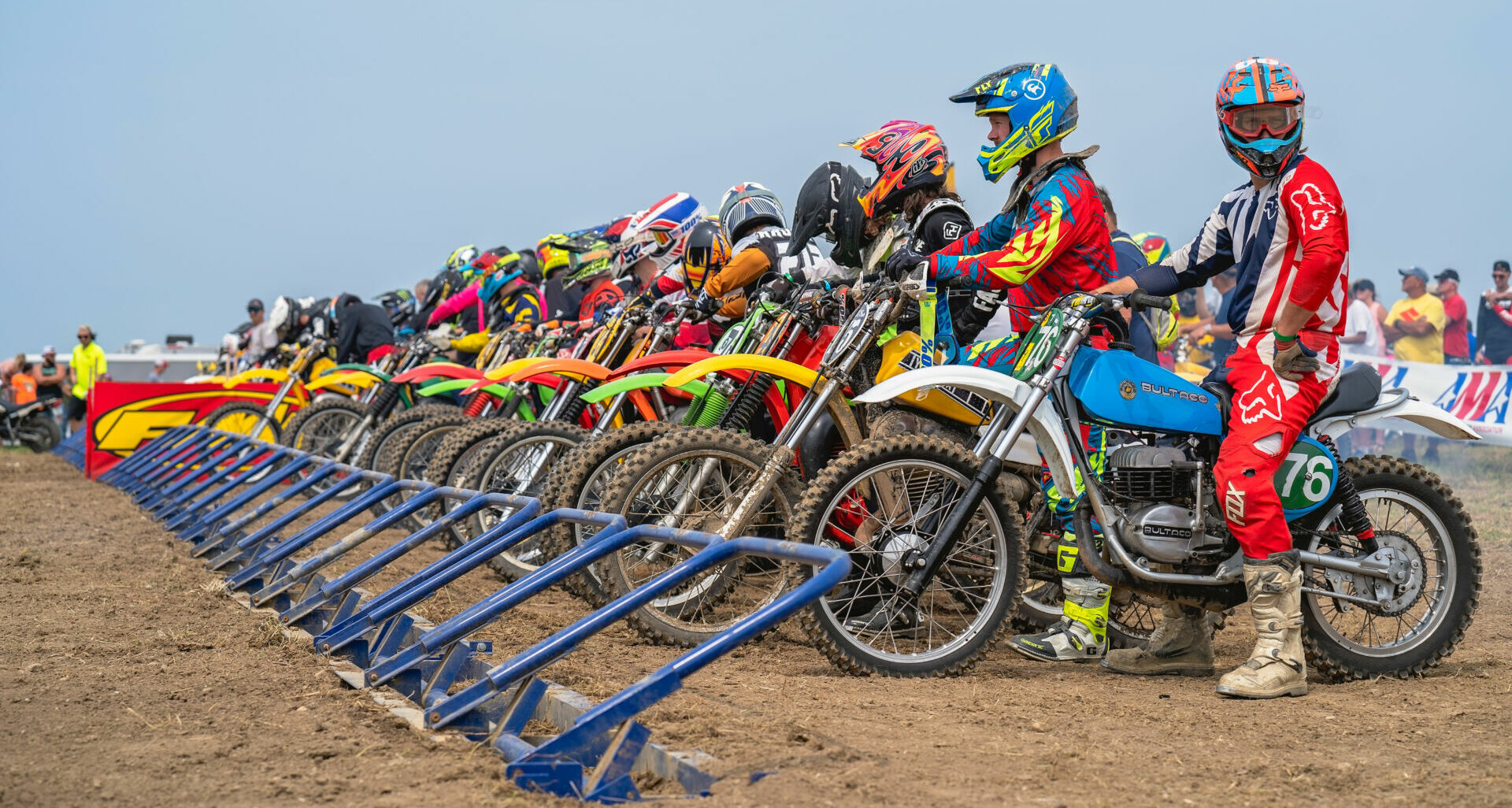 Motocross riders at the starting gate during a past AMA Vintage Motorcycle Days (VMD) at Mid-Ohio. Photo by Stephanie Vetterly, courtesy AMA.