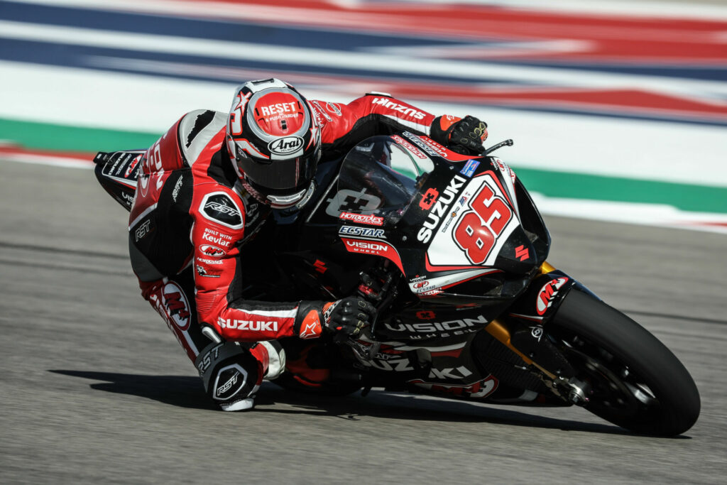 Jake Lewis (85) looking strong and leading the way at the Circuit of The Americas. Photo courtesy Suzuki Motor USA.