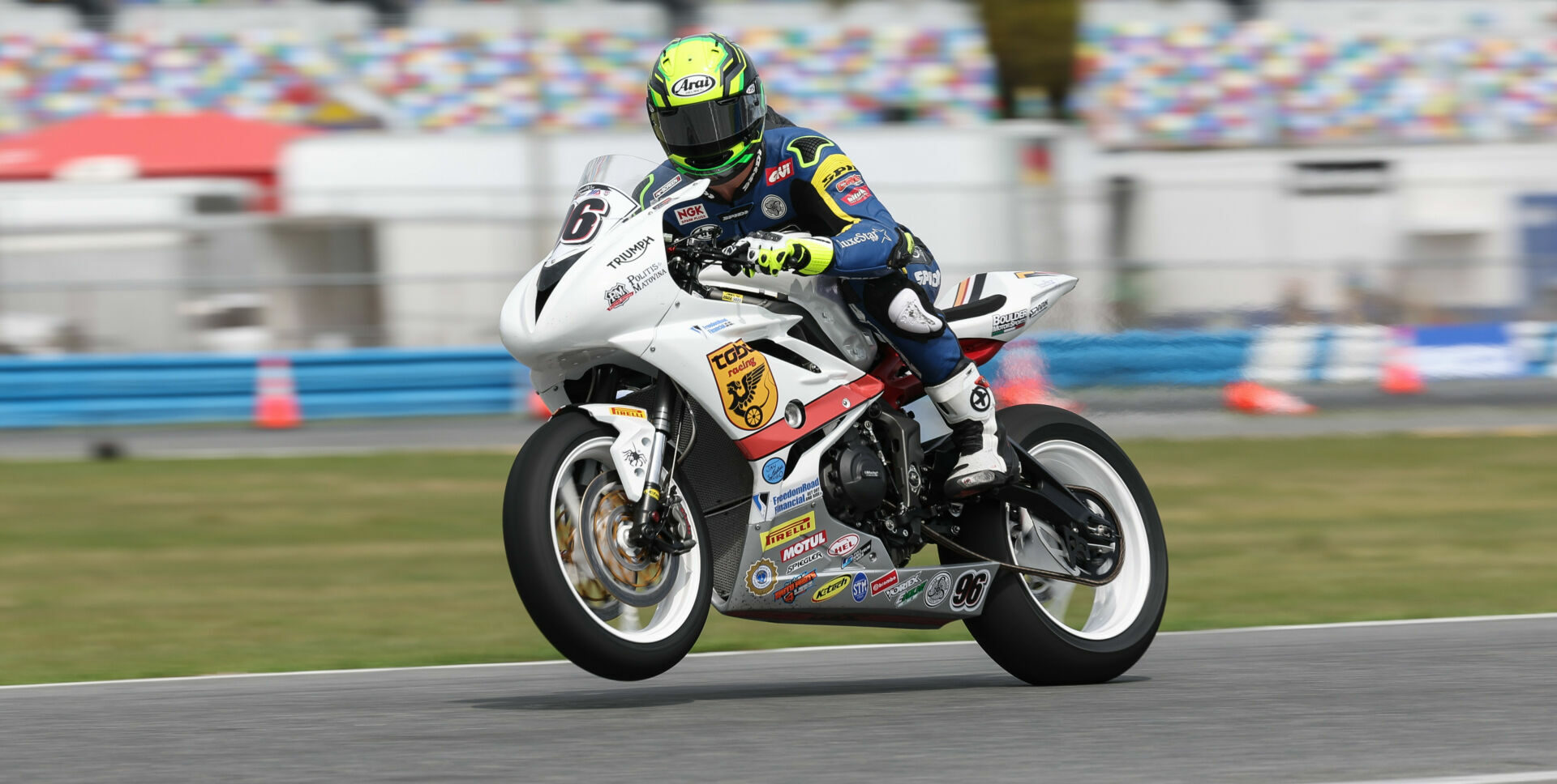 Pirelli-sponsored racer Brandon Paasch (96) at the 2022 Daytona 200. Photo courtesy Pirelli.