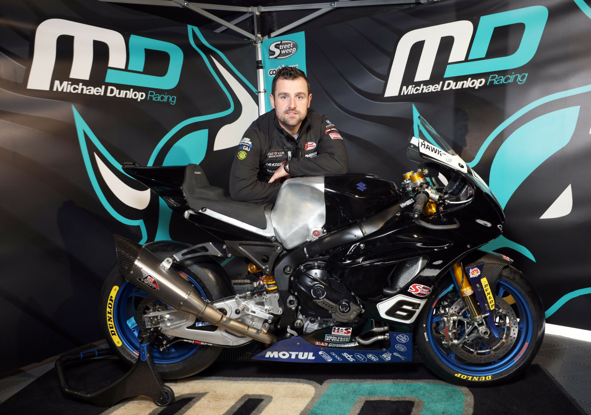 Michael Dunlop and his Hawk Racing Suzuki GSX-R1000R Superbike. Photo courtesy North West 200 Press Office.