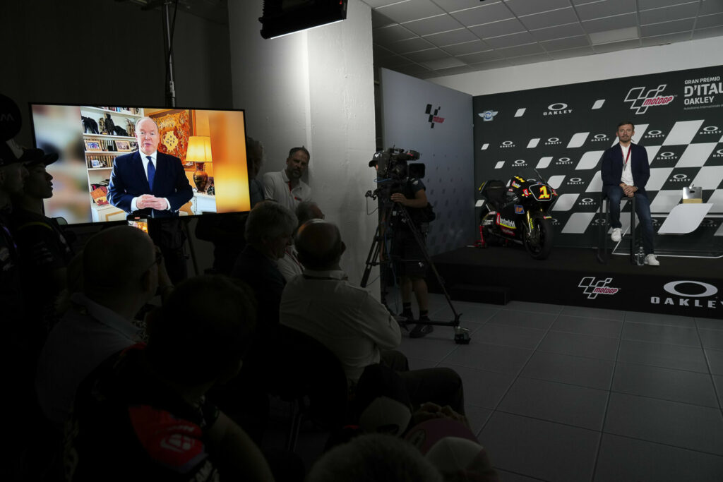A video message from HSH Prince Albert II of Monaco was played during the press conference. Photo courtesy Dorna.