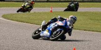 Alex Dumas (1) in action at Calabogie Motorsports Park. Photo by Colin Fraser/CSBK.