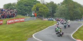 The start of a British Superbike race Monday at Oulton Park. Photo courtesy MSVR.