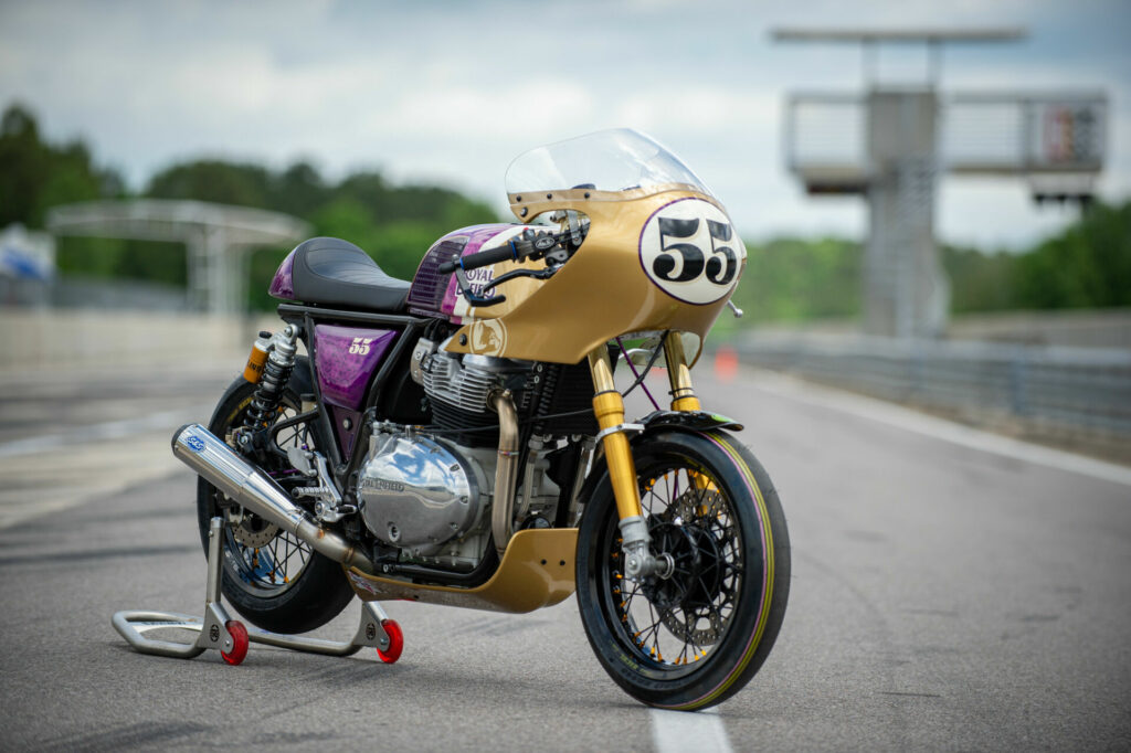 Each BTR participant designs and builds her own unique race bike from a Royal Enfield Continental GT 650. Photo by Jen Muecke, courtesy Royal Enfield.
