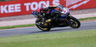 Bradley Ray (28) during British Superbike practice Friday at Donington Park. Photo courtesy MSVR.