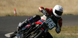 Curtis Adams (045) rode his 1981 Honda CB750F to victories in both AHRMA Vintage Cup races featuring the Vintage Superbike Heavyweight class at Thunderhill Raceway Park. Photo by Max Klein, Oxymoron Photography, courtesy AHRMA.