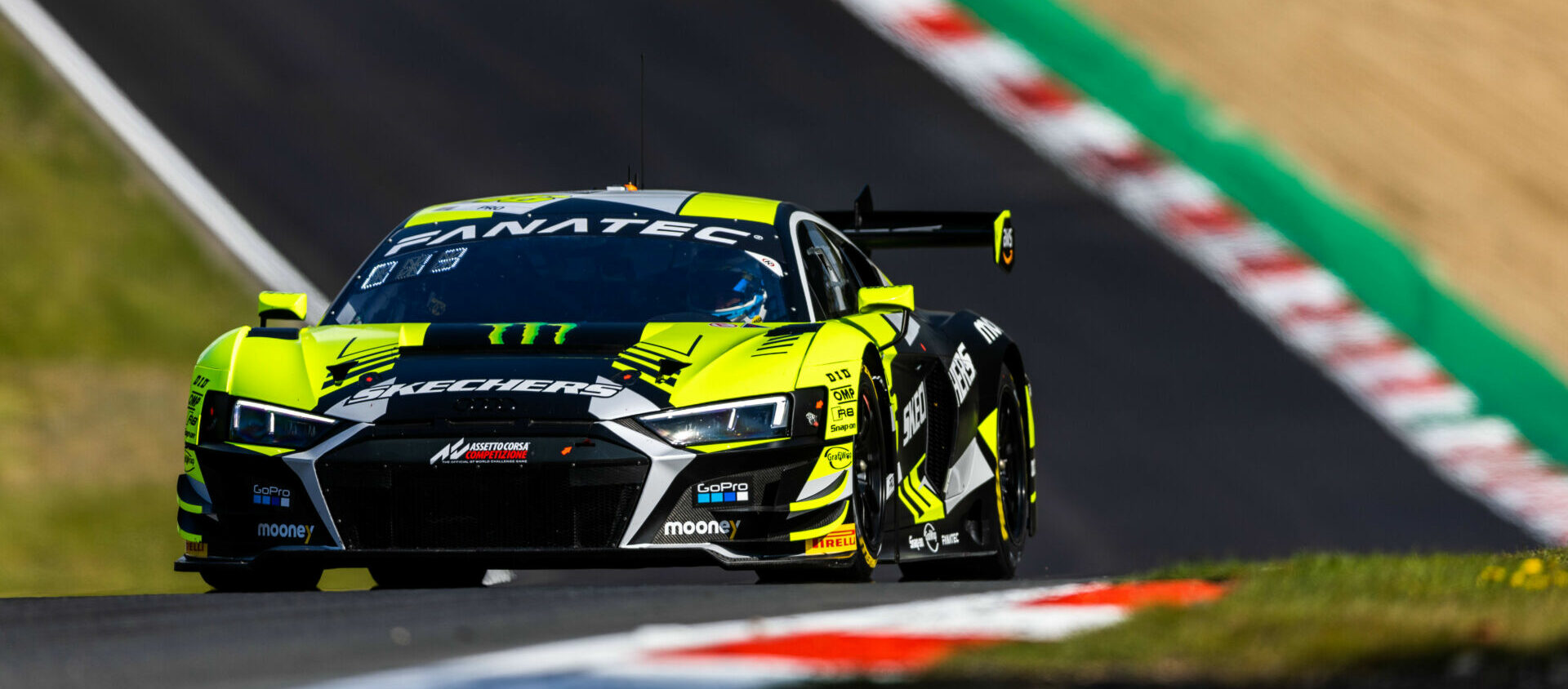 Valentino Rossi (46) in action in his Audi R8 LMS racecar at Brands Hatch, in England. Photo courtesy Team WRT.