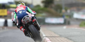 Glenn Irwin in action during qualifying Thursday at the North West 200. Photo courtesy North West 200 Press Office.