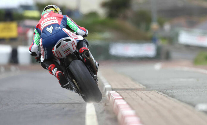 Glenn Irwin in action during qualifying Thursday at the North West 200. Photo courtesy North West 200 Press Office. Glenn Irwin in action during qualifying Thursday at the North West 200. Photo courtesy North West 200 Press Office.