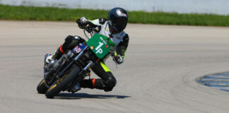 Jeremey Maddrill (1p) en route to one of his AHRMA Vintage Cup victories during the AHRMA Classic MotoFest in the Heartland at Heartland Motorsports Park. Photo by etechphoto.com, courtesy AHRMA.