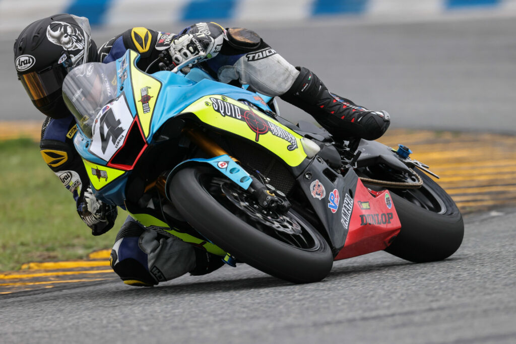 Josh Hayes (4) on the Squid Hunter Racing Yamaha YZF-R6 at Daytona. Photo by Brian J. Nelson.