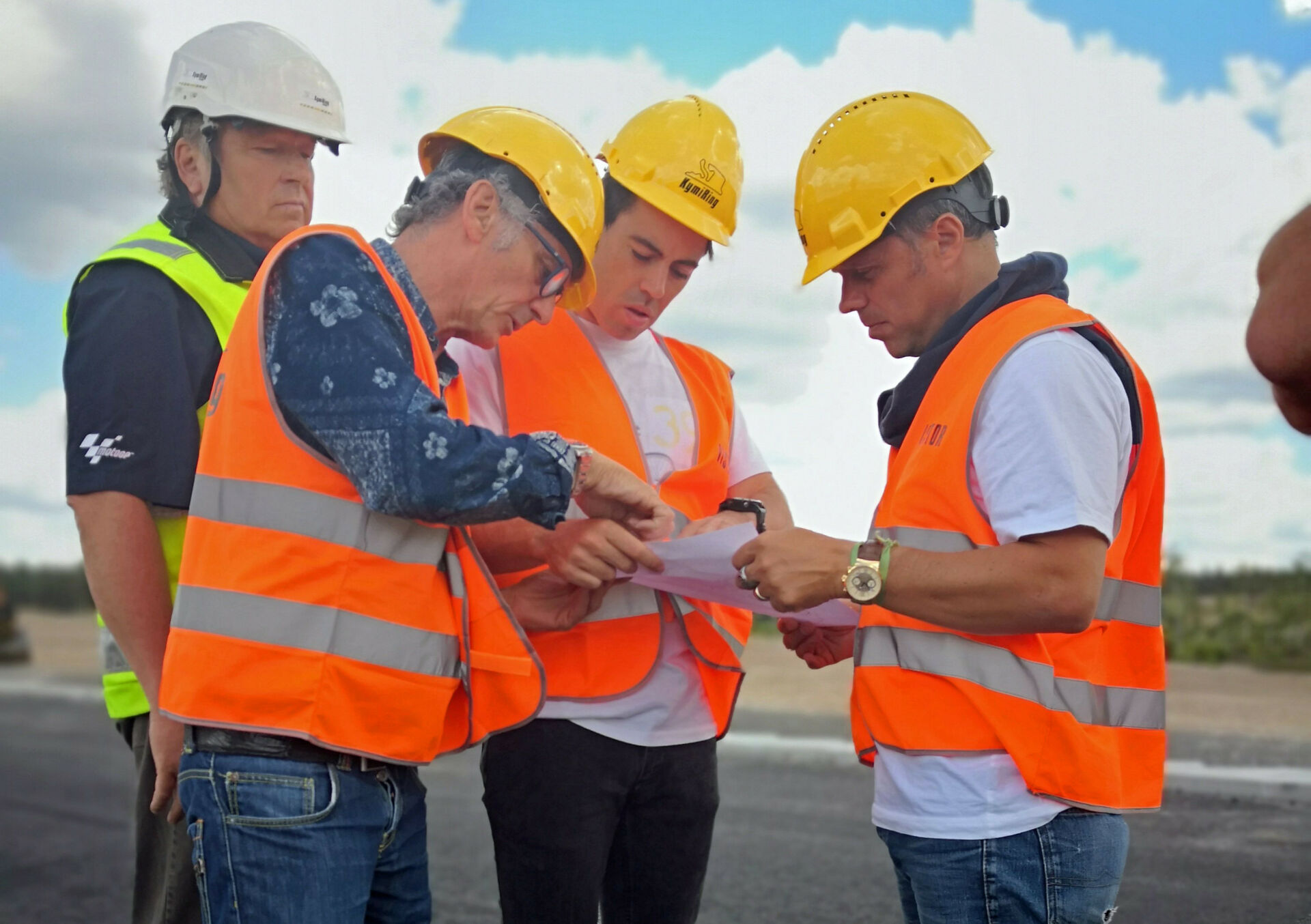 MotoGP officials during an inspection of Finland's KymiRing in 2019. Photo courtesy Dorna.