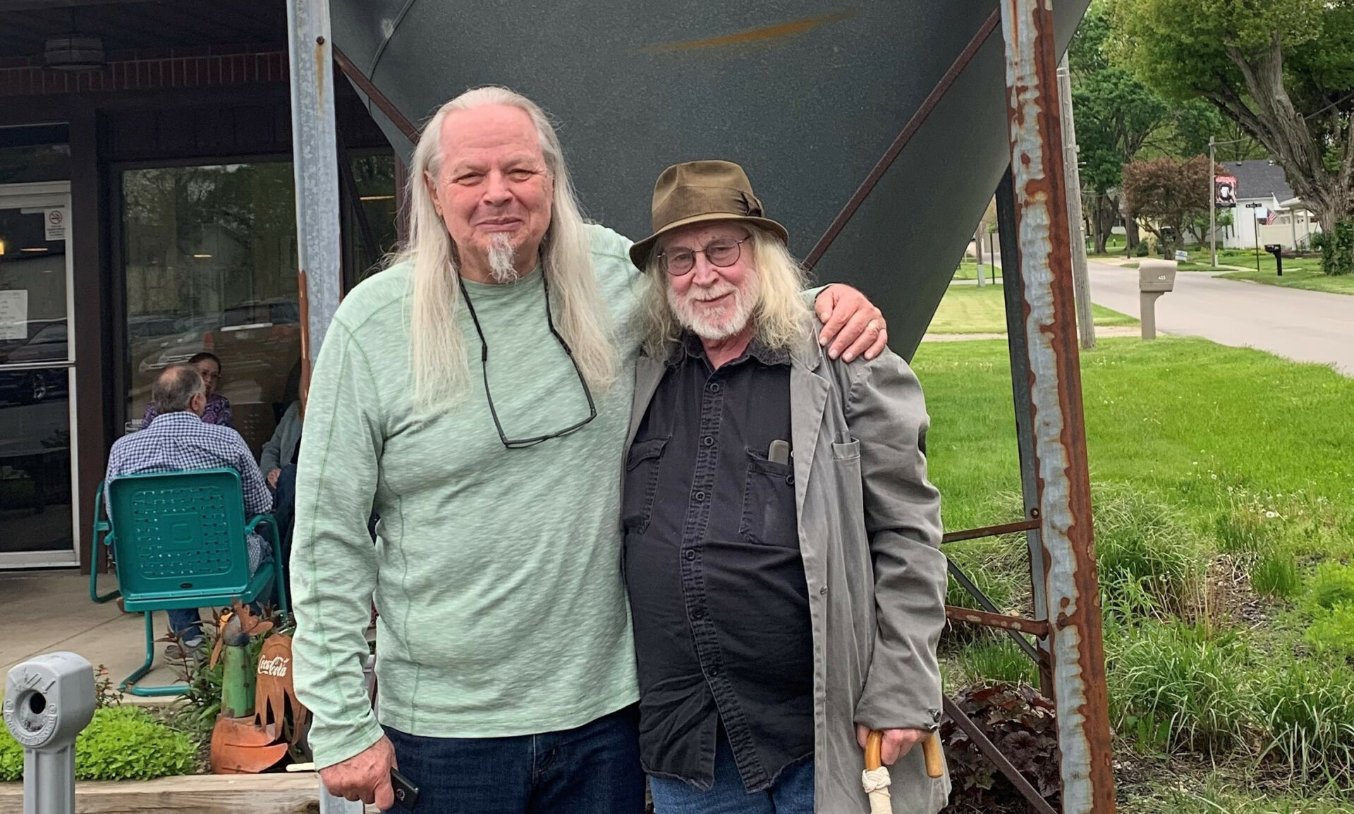 Tad Dobbs (right) with retired road racing photo journalist Randy Marrs.