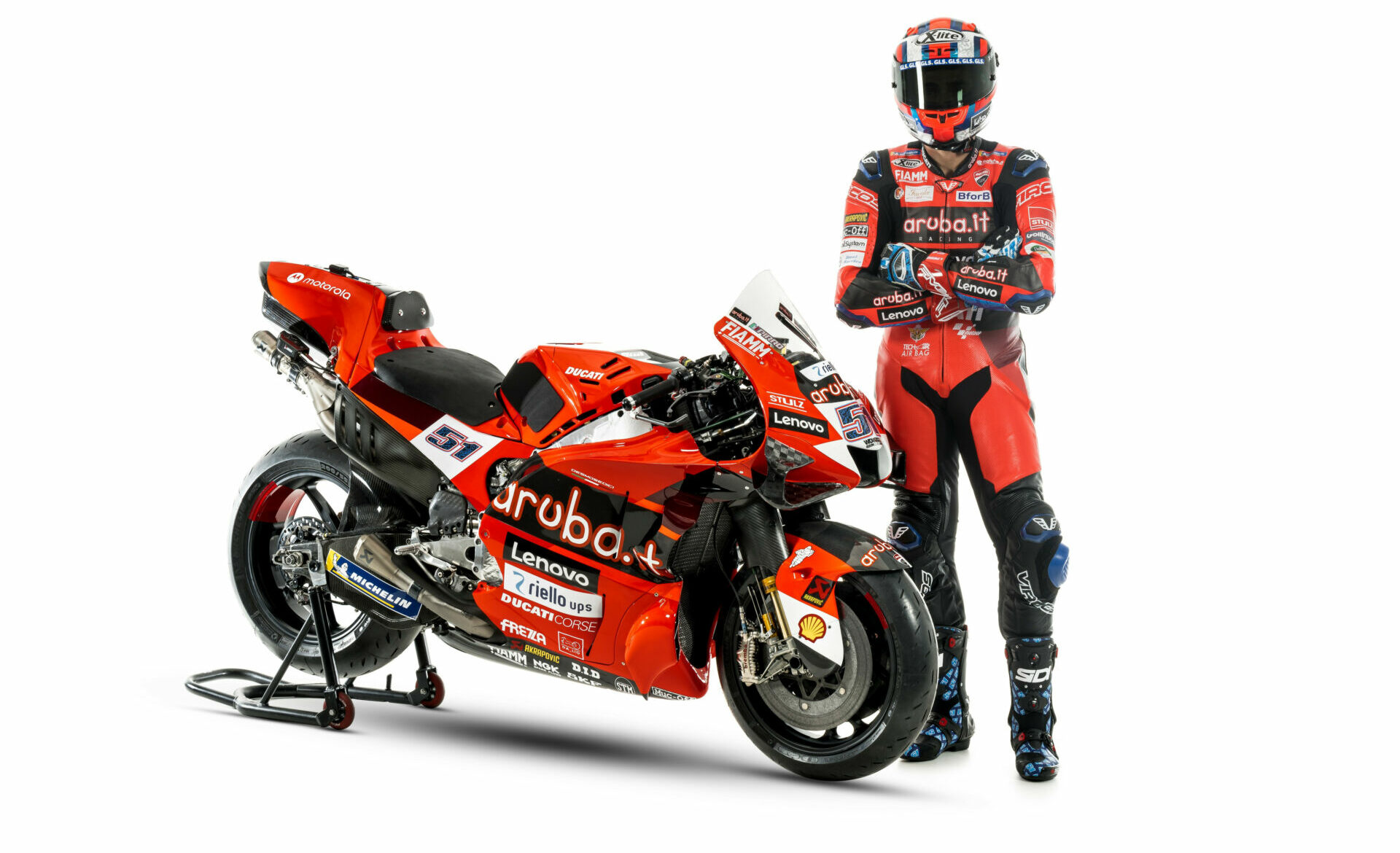 Michele Pirro and his Aruba.it-branded Ducati Desmosedici. Photo courtesy Ducati.