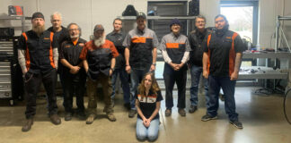 The first graduating class from the Midwest Motorcycle Mechanic School. Photo courtesy Midwest Motorcycle Mechanic School.