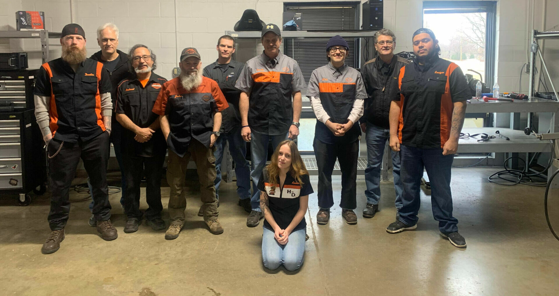 The first graduating class from the Midwest Motorcycle Mechanic School. Photo courtesy Midwest Motorcycle Mechanic School.