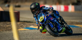 MotoAmerica Mini Cup racer Travis Horn (15) testing Dunlop tires. Photo courtesy Dunlop.