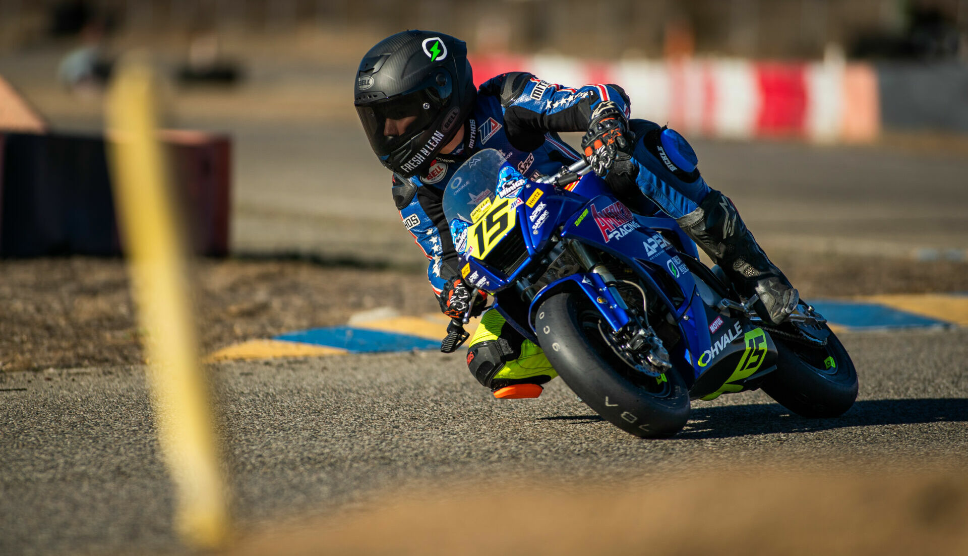 MotoAmerica Mini Cup racer Travis Horn (15) testing Dunlop tires. Photo courtesy Dunlop.