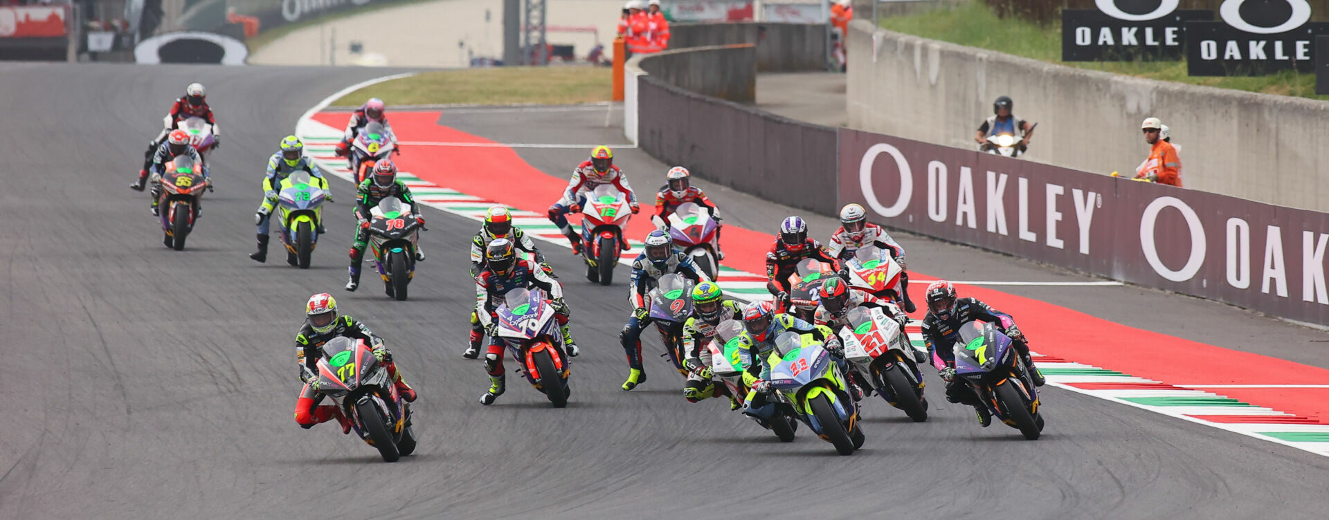 The start of MotoE Race One. Photo courtesy Dorna.