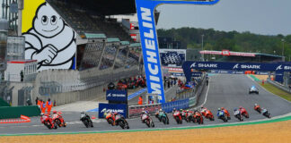 The start of the MotoGP race at Le Mans in 2021. Photo courtesy Michelin.