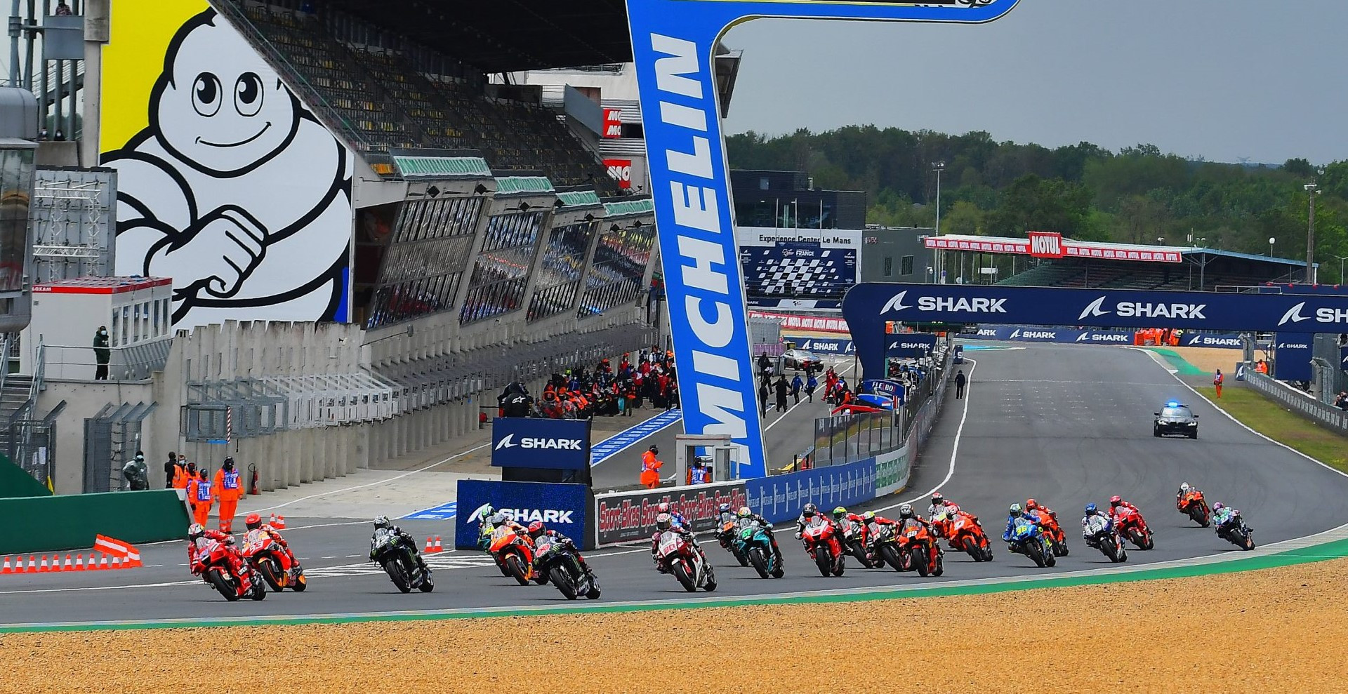 The start of the MotoGP race at Le Mans in 2021. Photo courtesy Michelin.