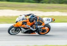 Christian Miranda (413) won three PanAmerican Superbike 600cc-class races at Carolina Motorsports Park. Photo by Matt Dexter, courtesy Pan American Superbike.