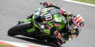 Jonathan Rea (10) on track during the 2019 Suzuka 8-Hours race. Photo courtesy Kawasaki.