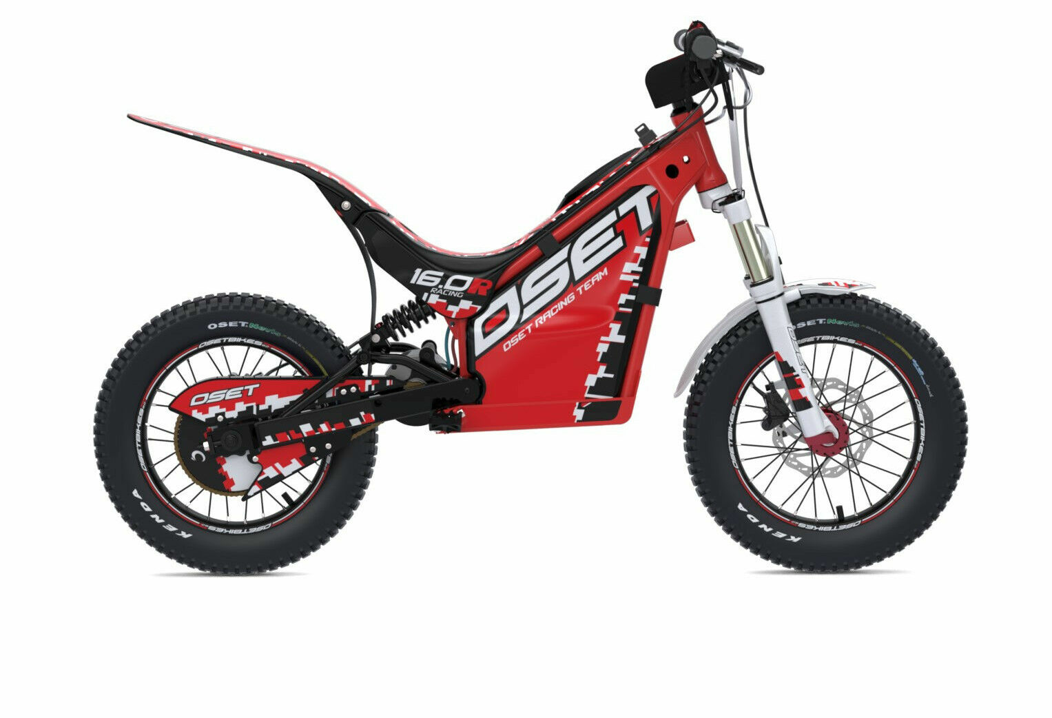 An OSET 16.0 R electric trials bike for young riders. Photo courtesy OSET Bikes.