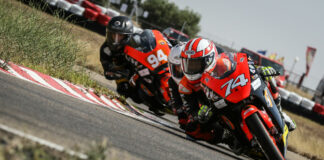 Kensei Matsudaira (74) leading a Moto5 race this past weekend in Spain. Photo by Benaisa Photography.