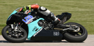 Rookie Trevor Dion (20) surprised the Pro Superbike grid with the early pace on Thursday at the Grand Bend Motorplex. Photo by Colin Fraser, courtesy CSBK.