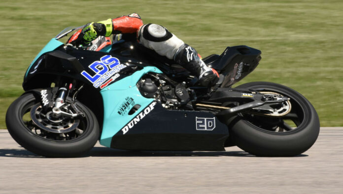2022 CSBK Rd One Grand Bend Thursday LARGE Dion BMW SBK June 9 Rookie Trevor Dion (20) surprised the Pro Superbike grid with the early pace on Thursday at the Grand Bend Motorplex. Photo by Colin Fraser, courtesy CSBK.