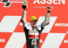 American-born Rossi Moor on top of the podium at TT Circuit Assen. Photo courtesy Dorna.