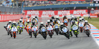 The start of Northern Talent Cup Race Two at Assen. Photo courtesy Dorna.